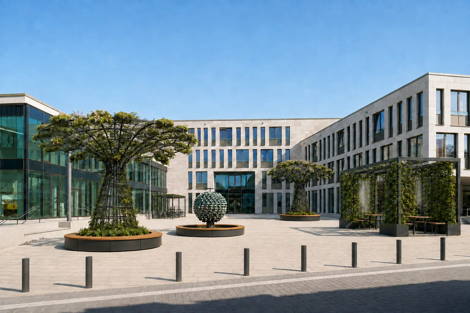 Klimaresilient gestalteter Stadtplatz mit coolplaces-Systemen